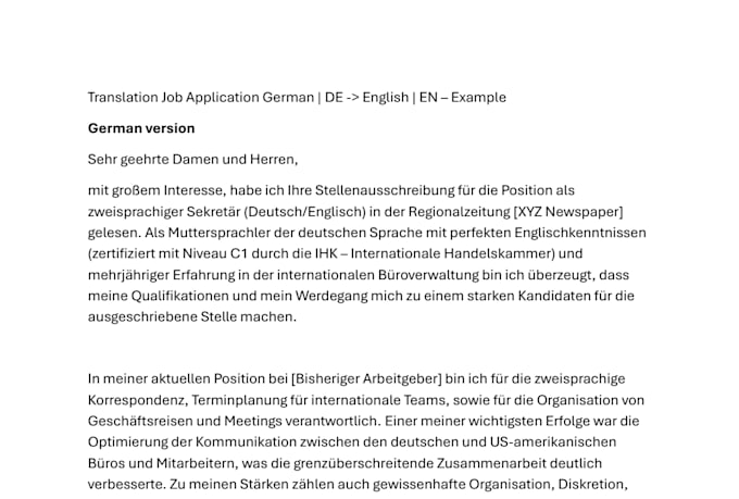 translate and write your job application